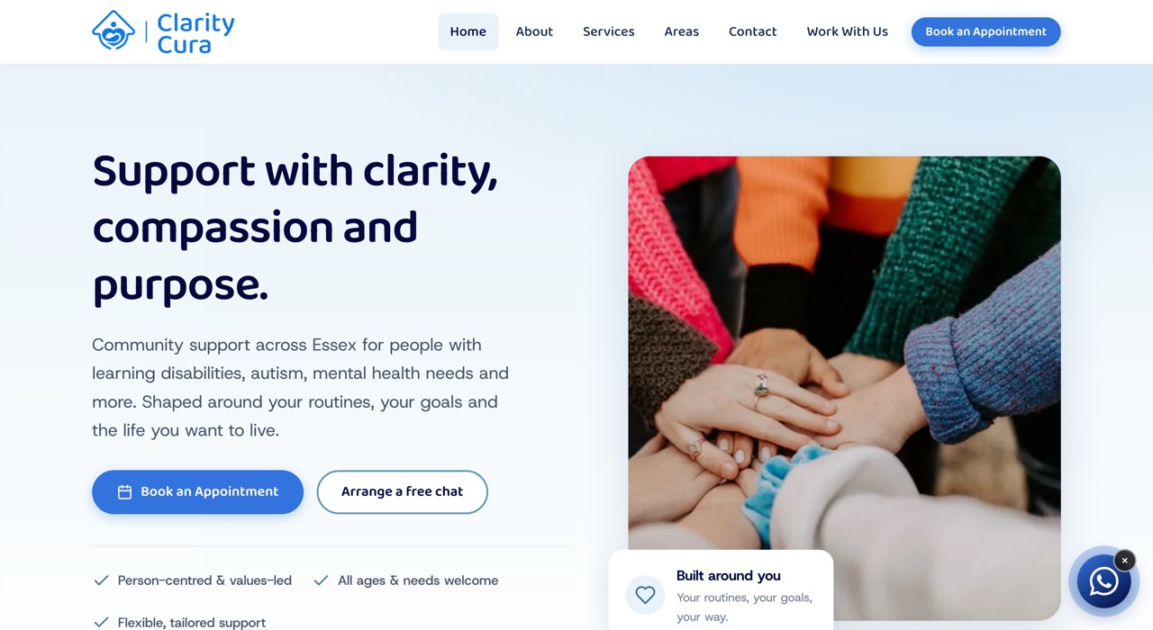 Clarity Cura homepage screenshot